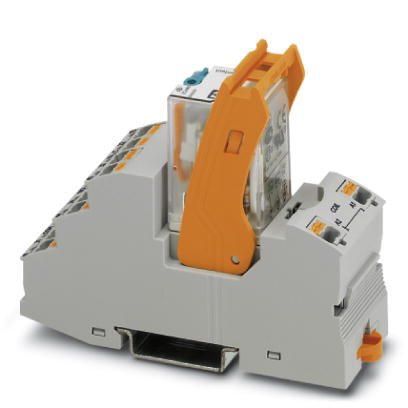 Phoenix Contact Interface Relay and Base; RIF-2-RPT-LDP-24DC/2X21; Universal; 10A; DPDT; 24VDC; DIN Rail Mount; Push-In Connection